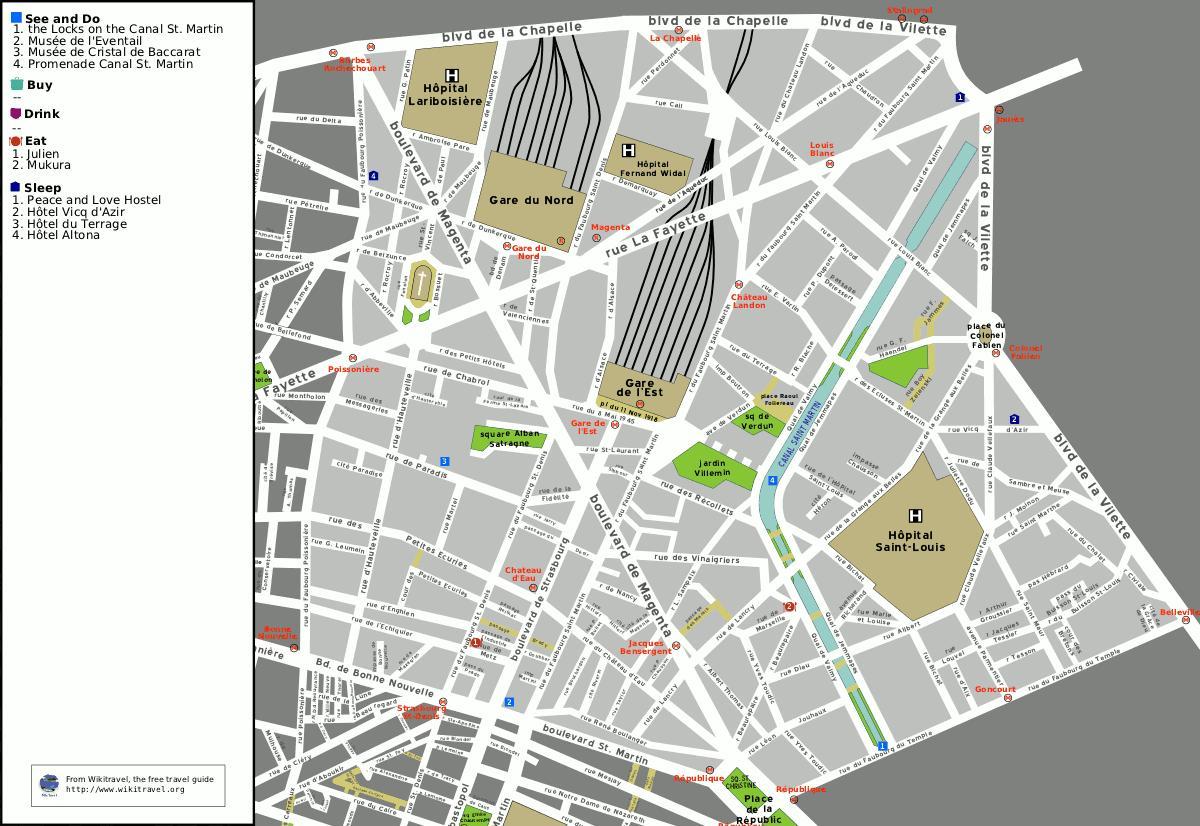 Mapa ng 10th arrondissement ng Paris