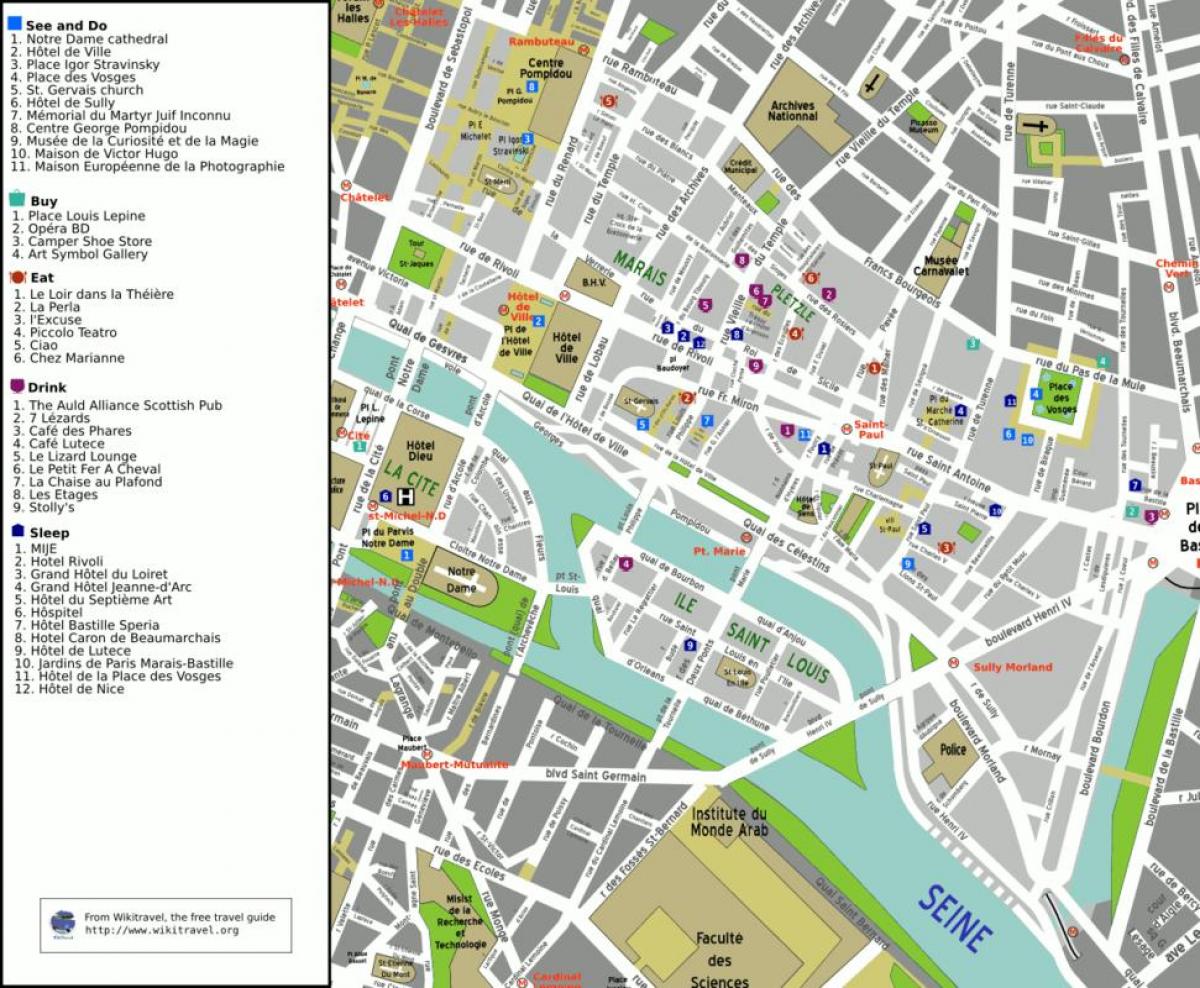 Mapa ng ika-4 na arrondissement ng Paris