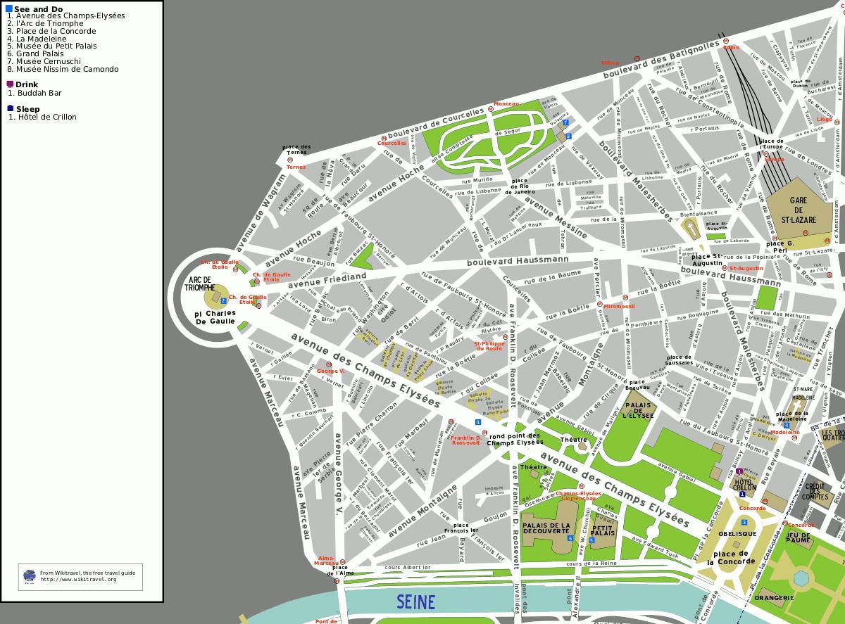 Mapa ng 8th arrondissement ng Paris