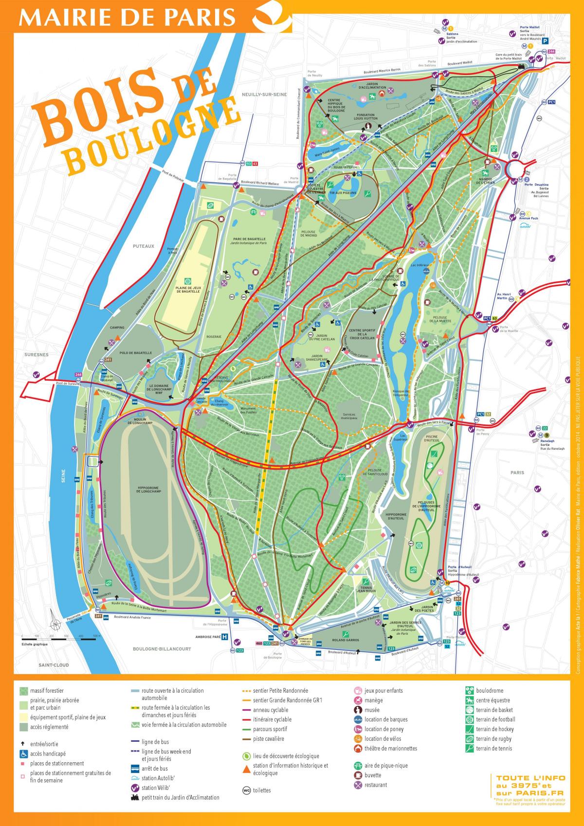 Mapa ng Bois de Boulogne