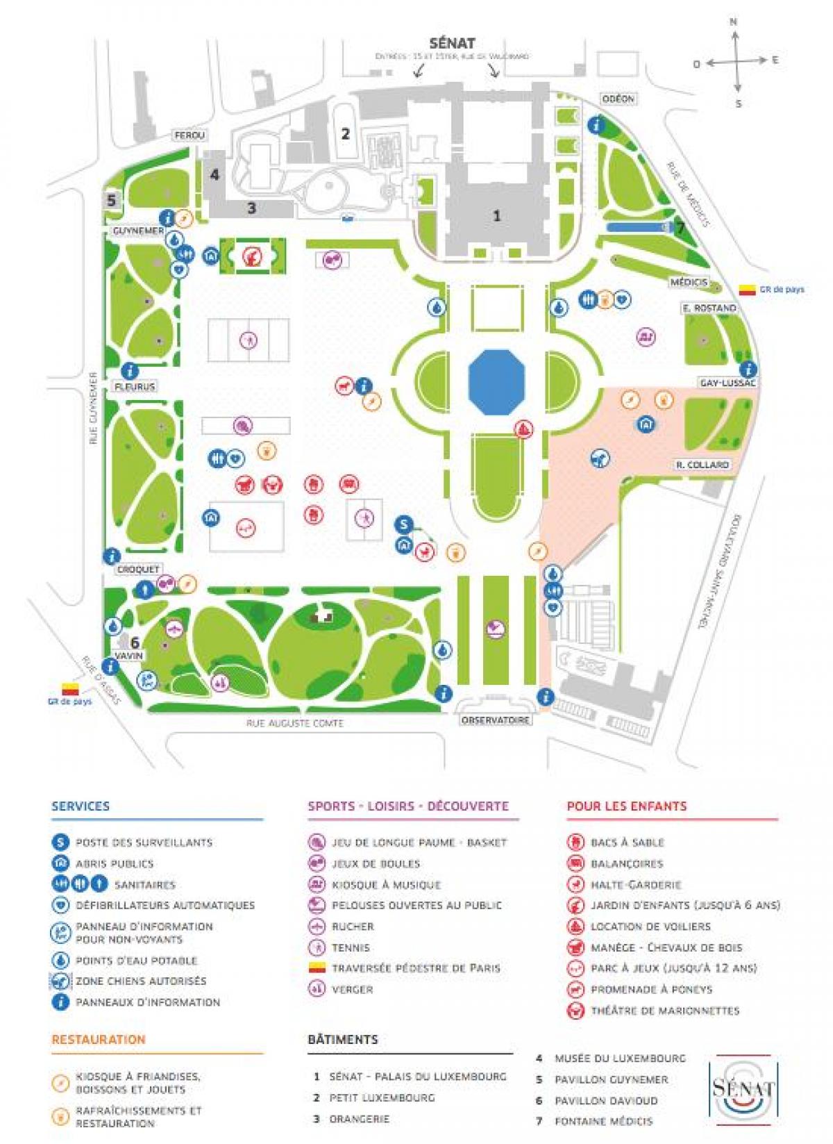 Mapa ng Jardin du Luxembourg