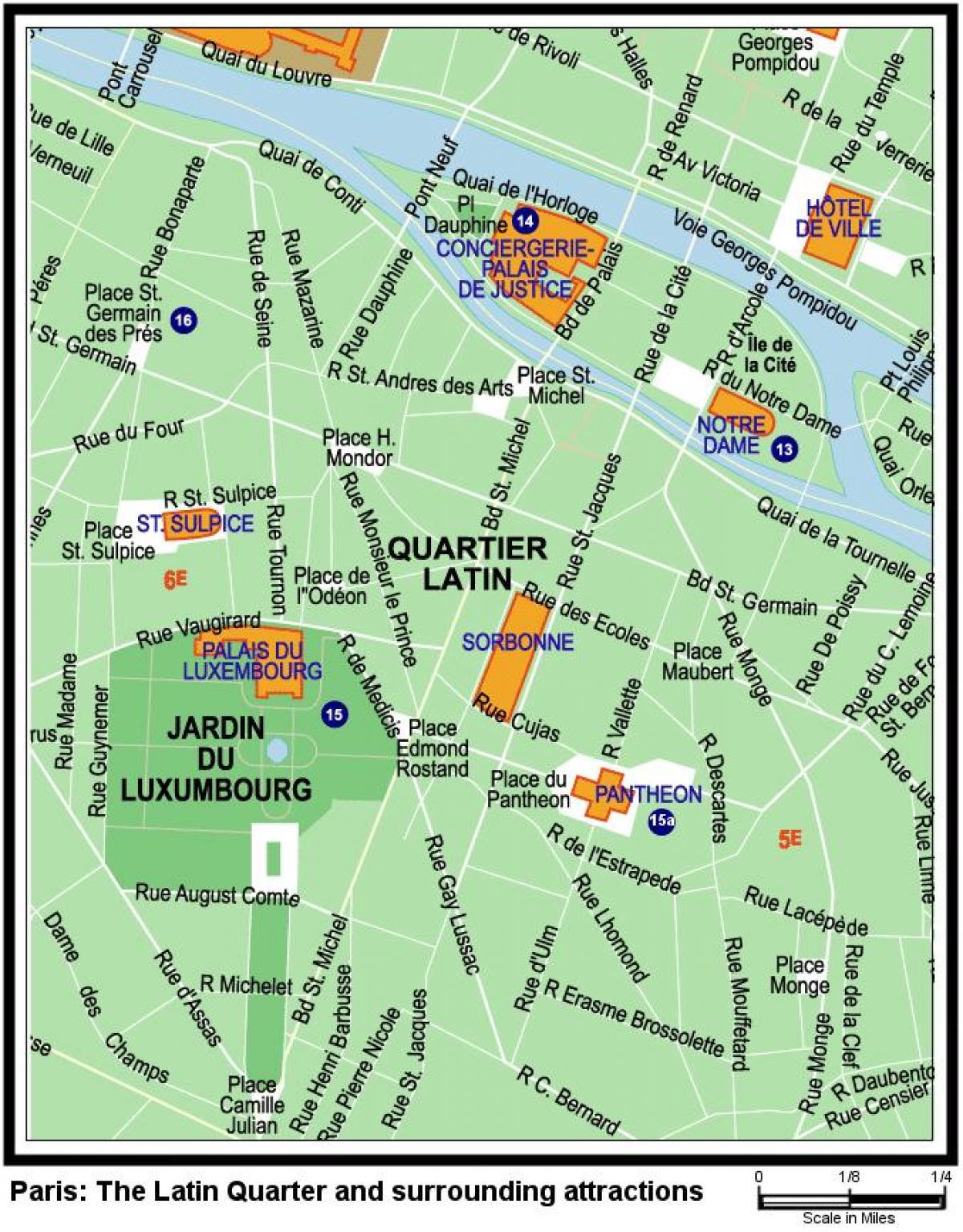 Mapa ng Latin Quarter ng Paris