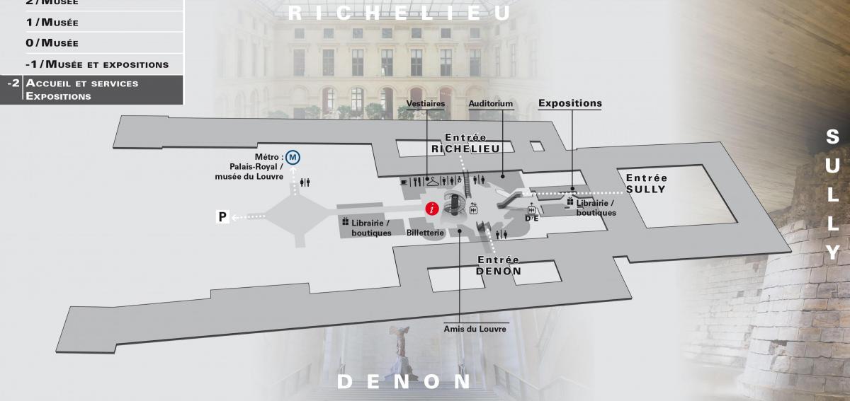 Mapa ng Louvre Museum Antas -2