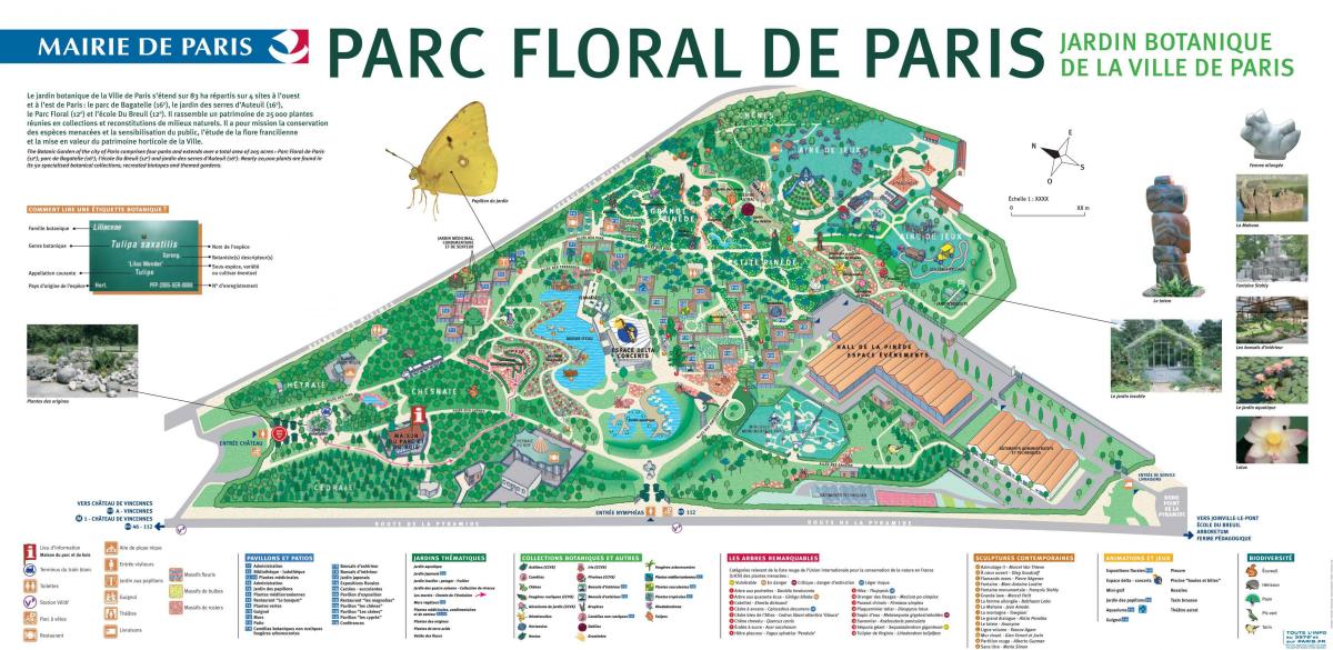 Mapa ng Parc floral de Paris