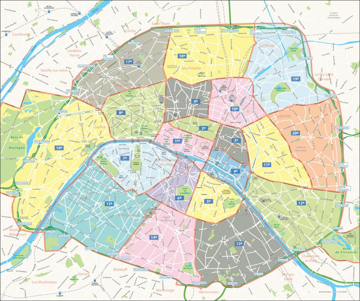 Mapa ng arrondissements ng Paris