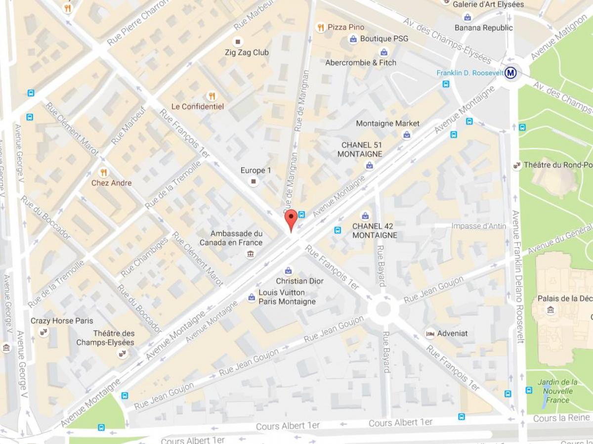 Mapa ng Avenue Montaigne