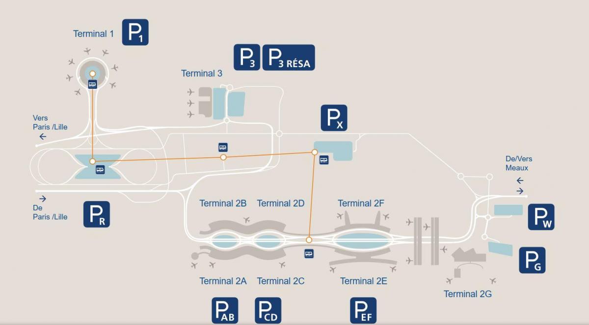 Mapa ng CDG airport parking