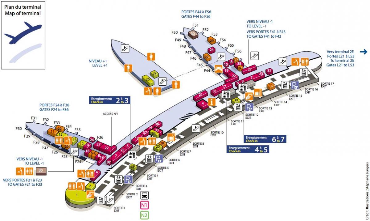 Mapa ng CDG airport terminal 2F