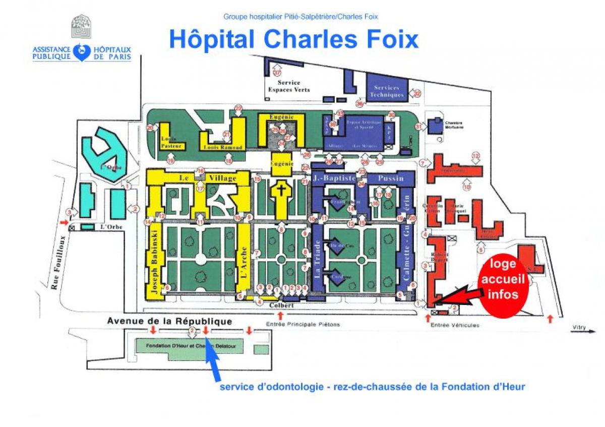 Mapa ng Charles-Foix ospital