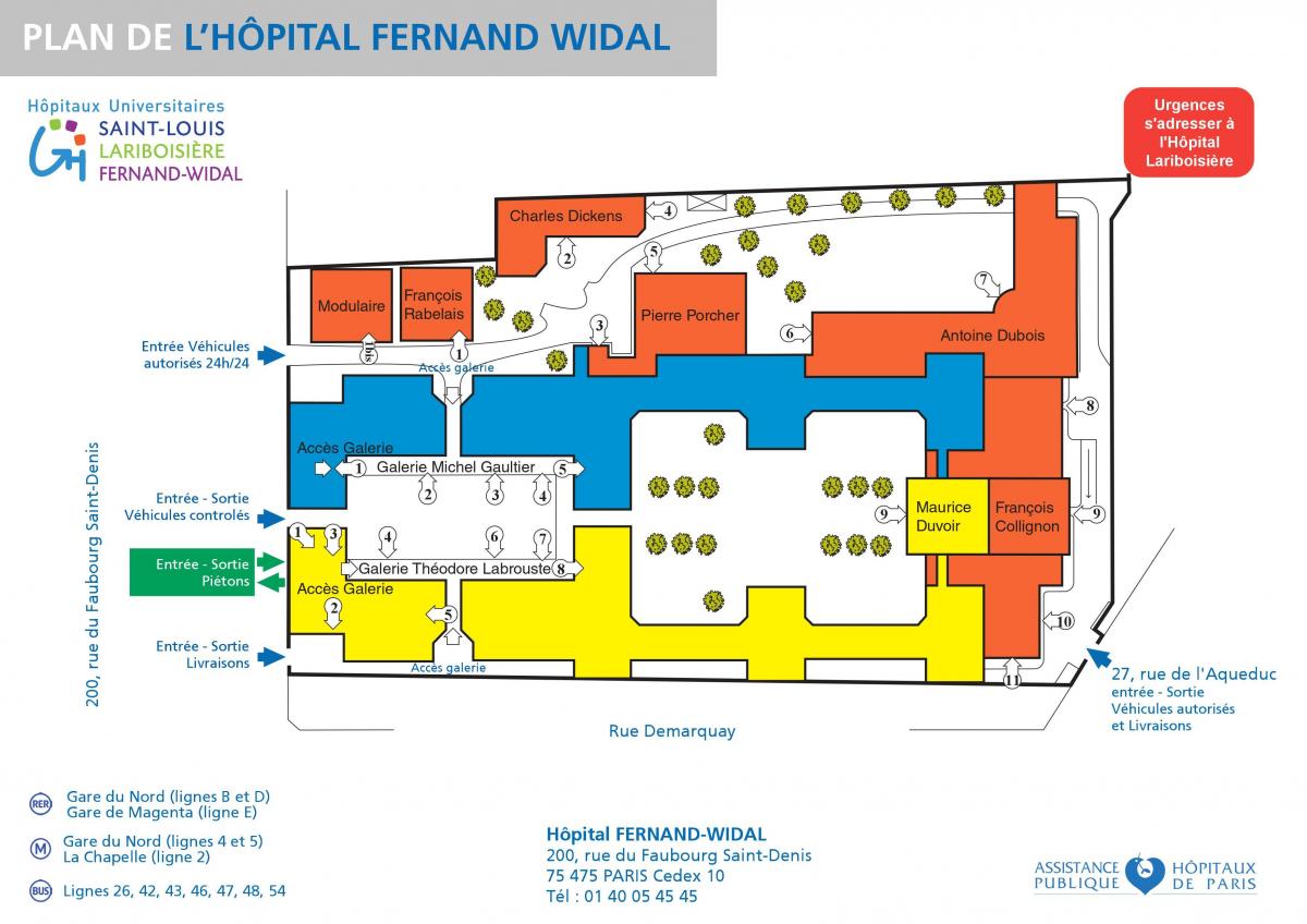 Mapa ng Fernand-Widal ospital