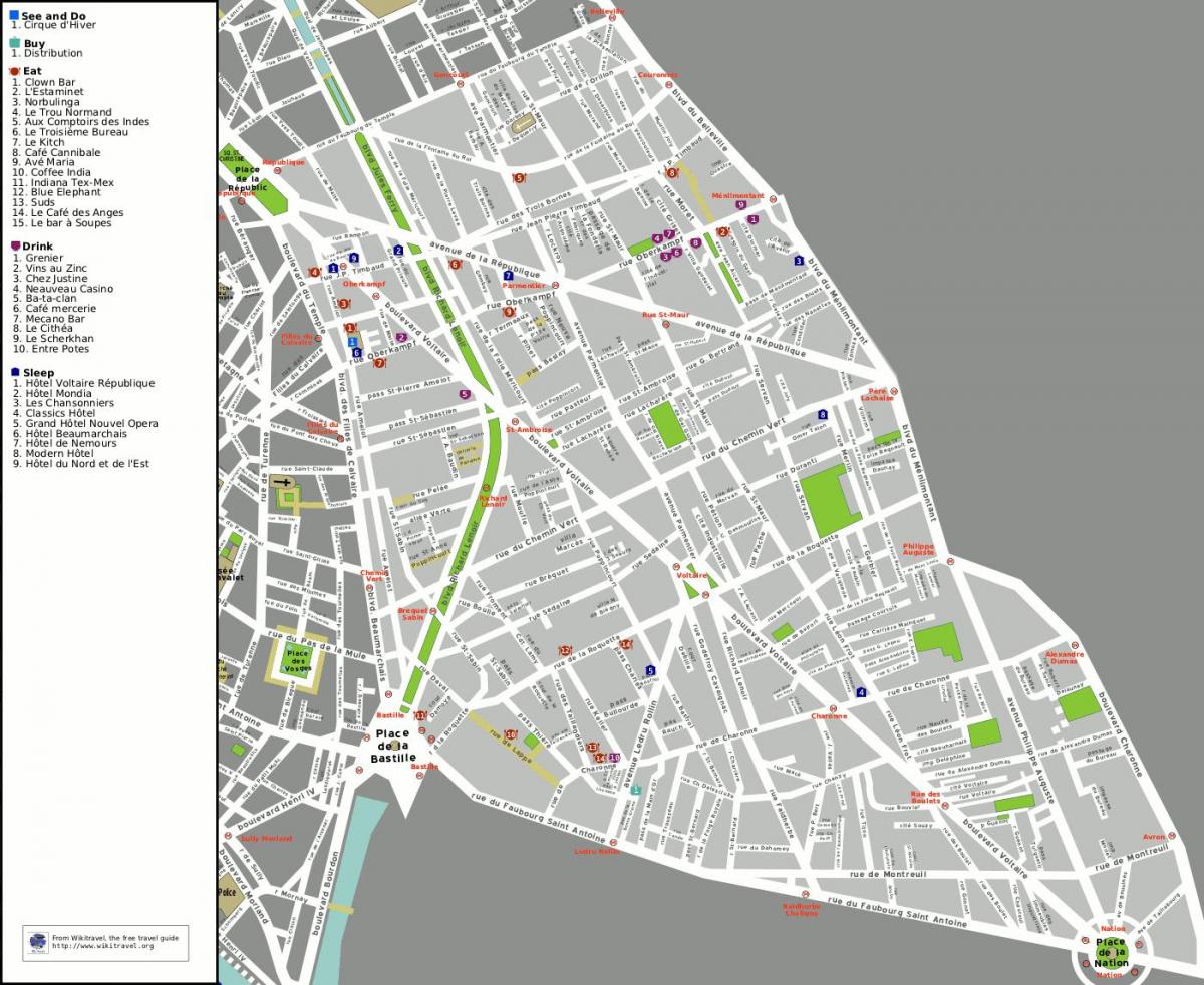 Mapa ng ika-11 arrondissement ng Paris