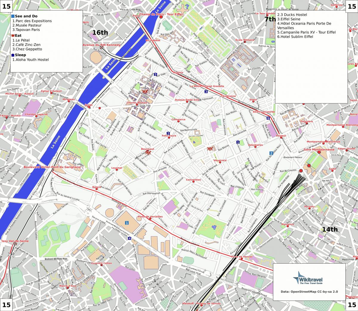 Mapa ng ika-15 arrondissement ng Paris