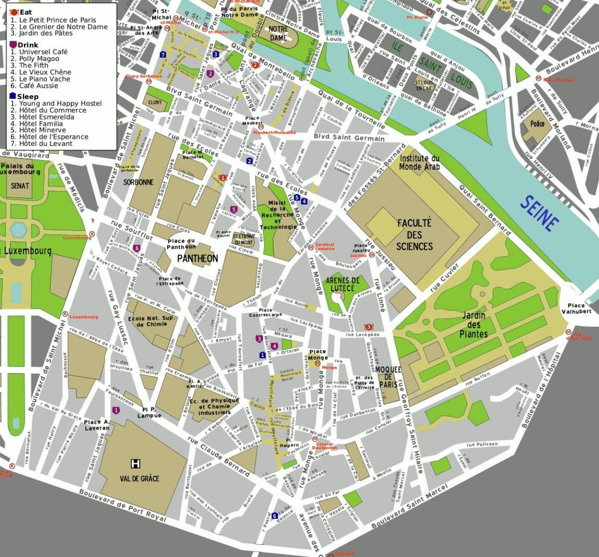 Mapa ng ika-5 arrondissement ng Paris