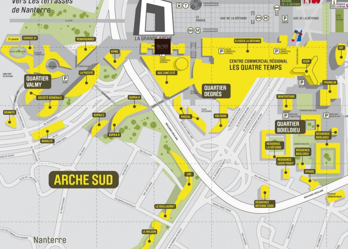 Mapa ng La Défense South Arche