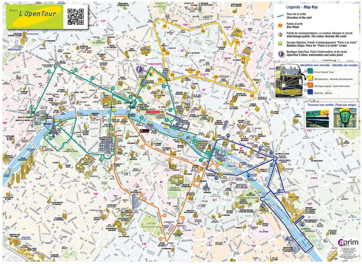Mapa ng mga Bukas na mga tour sa Paris