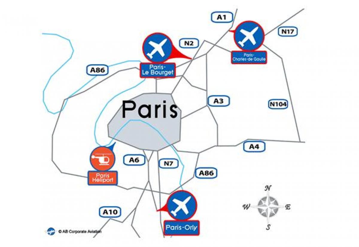 Mapa ng Paris airport