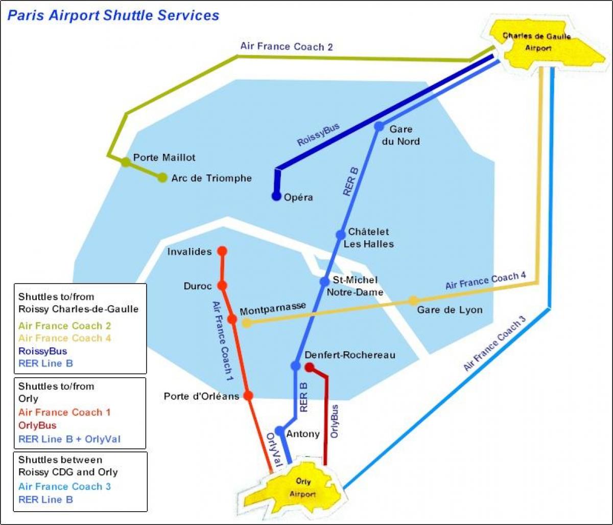 Mapa ng Paris airport shuttle