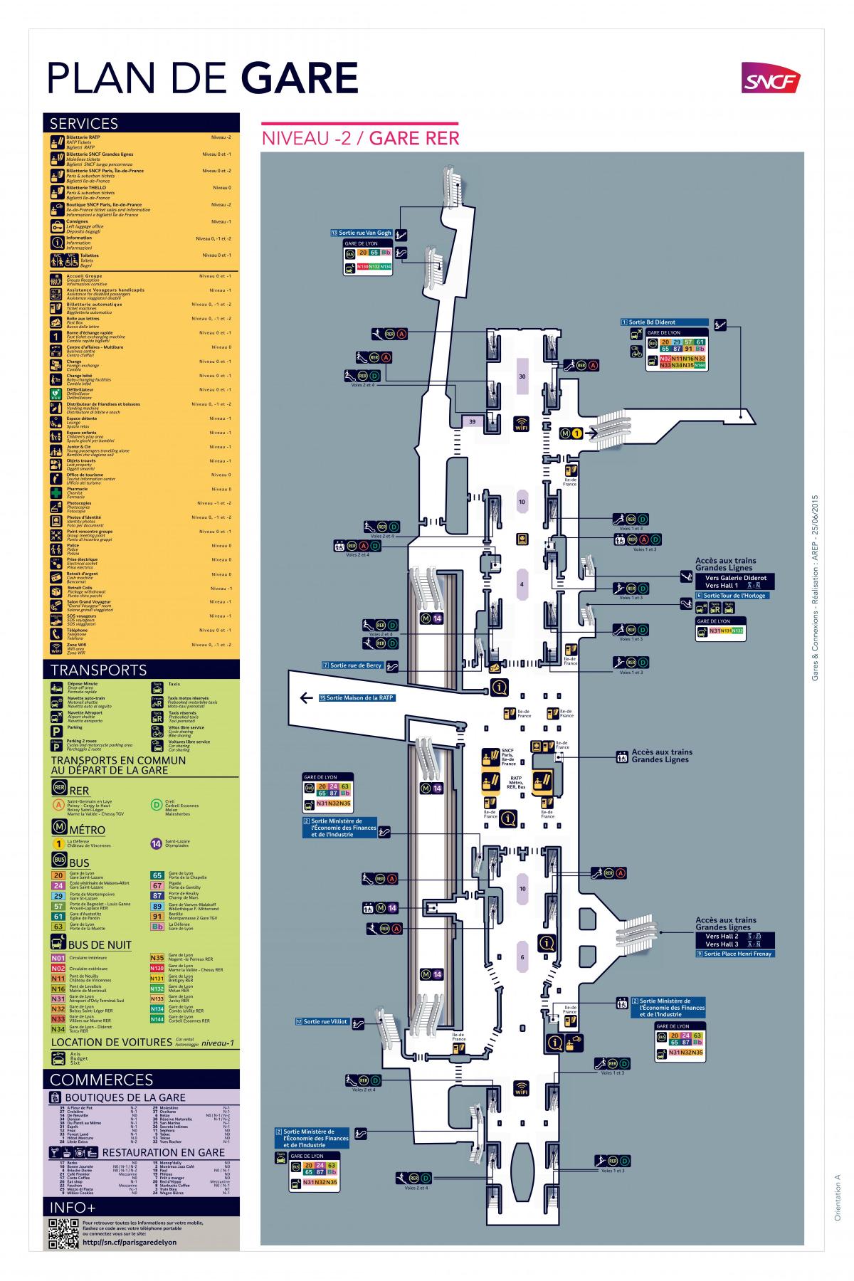 Mapa ng Paris Gare de Lyon RER