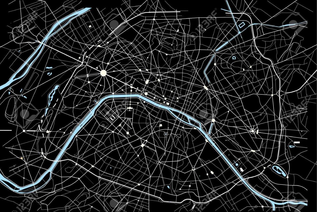 Mapa ng Paris Itim at Puti