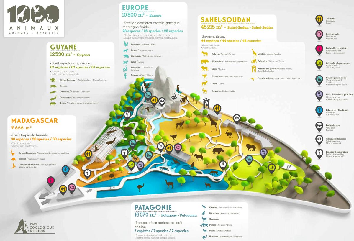 Mapa ng Paris Zoological Park