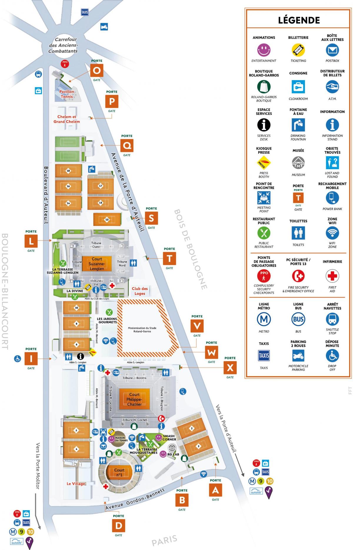 Mapa ng Roland Garros
