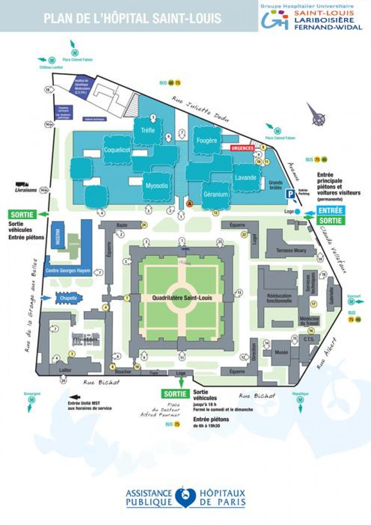 Mapa ng Saint-Louis hospital