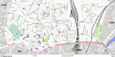 Mapa ng ika-18 arrondissement ng Paris