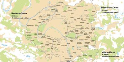 Mapa ng Paris panloob na suburbs