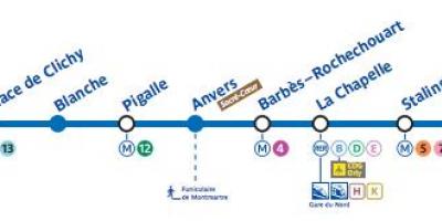 Mapa ng Paris subway line 2