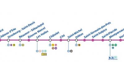 Mapa ng Paris subway line 4