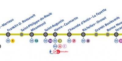 Mapa ng Paris subway line 9