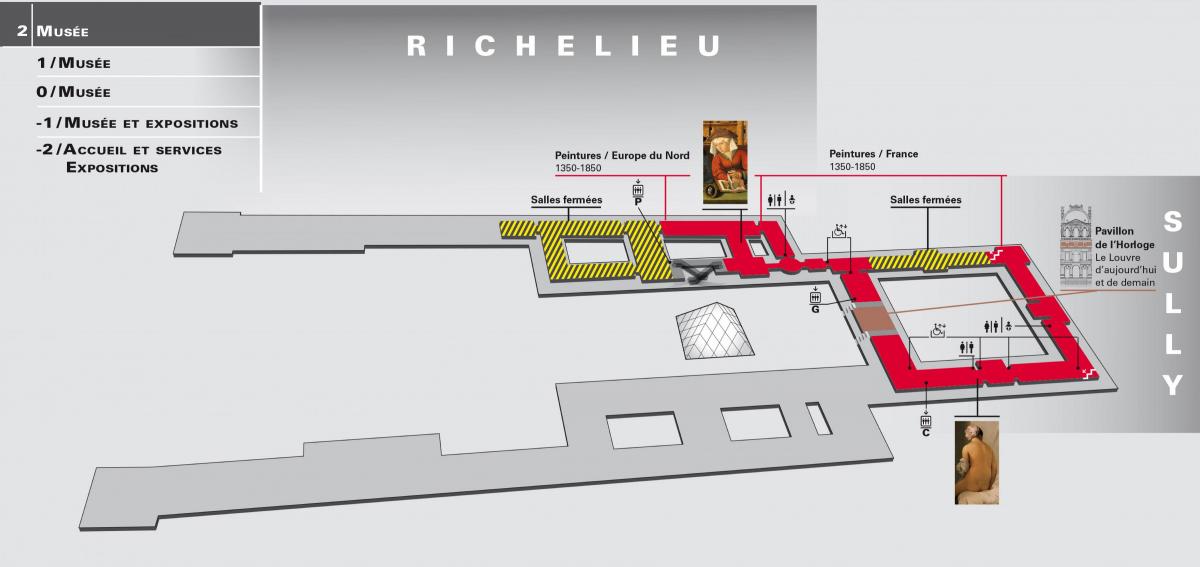 Mapa ng Louvre Museum sa Antas 2