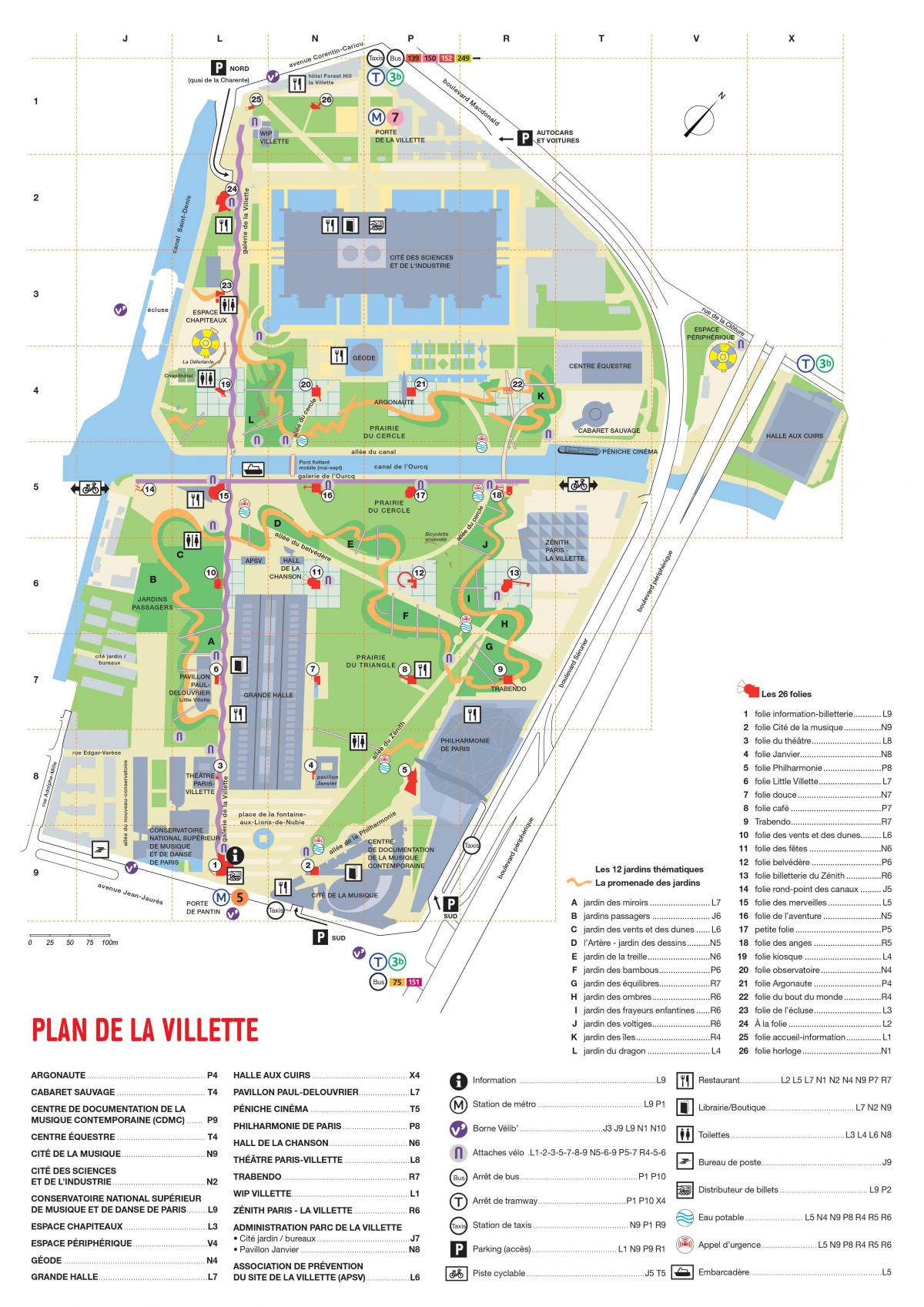 Mapa ng Parc de la Villette
