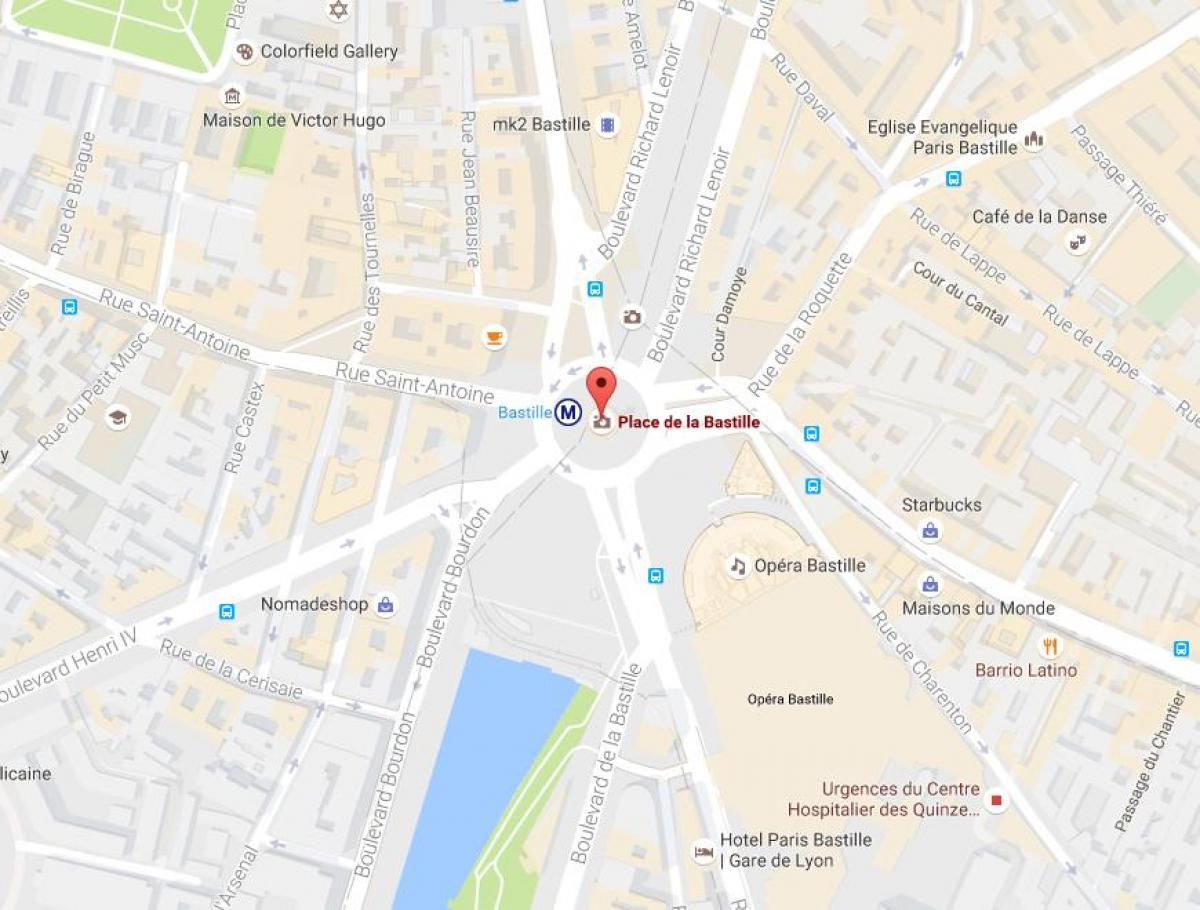 Mapa ng Place de la Bastille