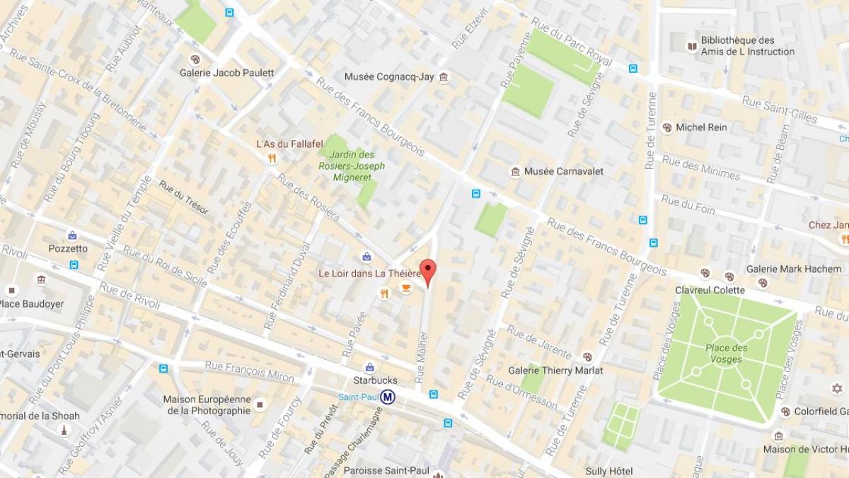 Mapa ng rue des Rosiers