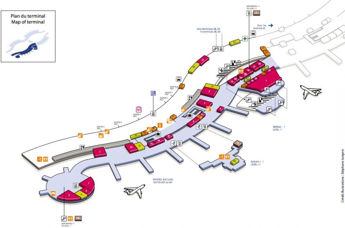 Mapa ng CDG airport terminal 2A