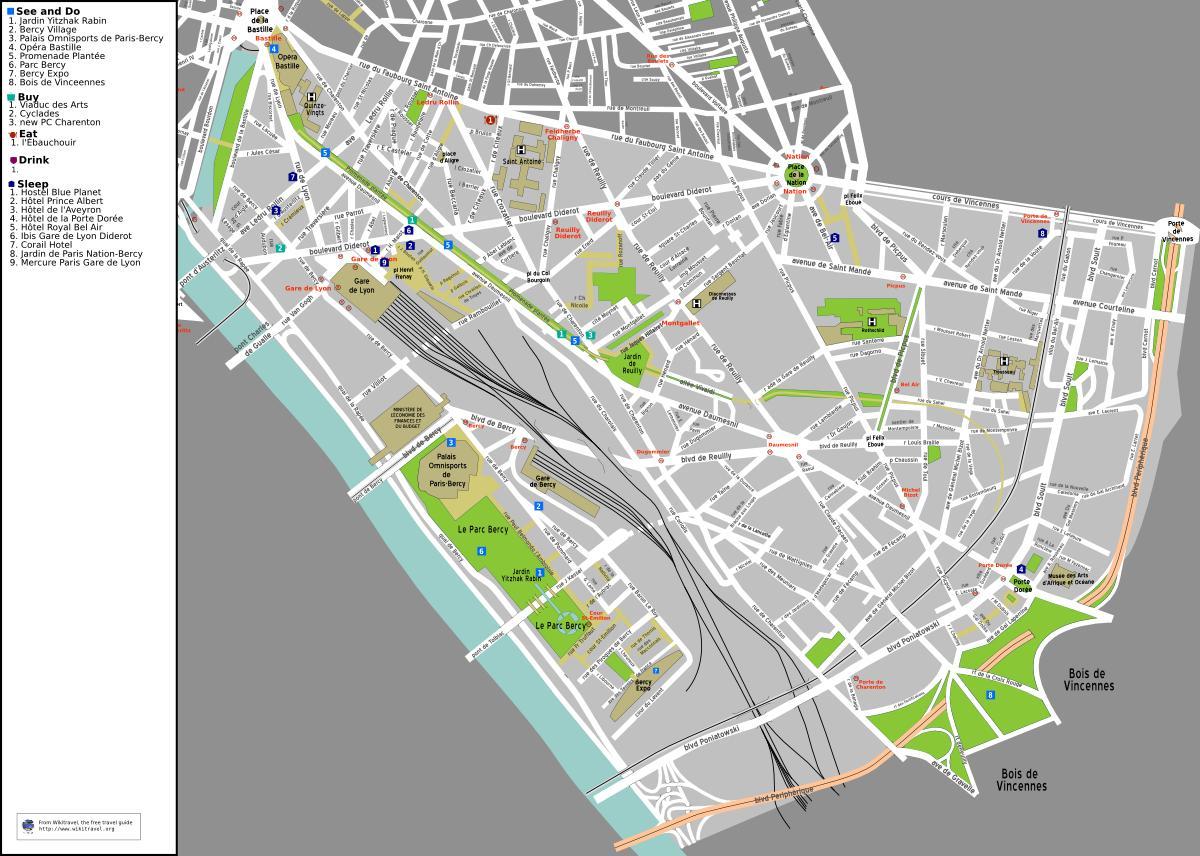 Mapa ng ika-12 arrondissement ng Paris