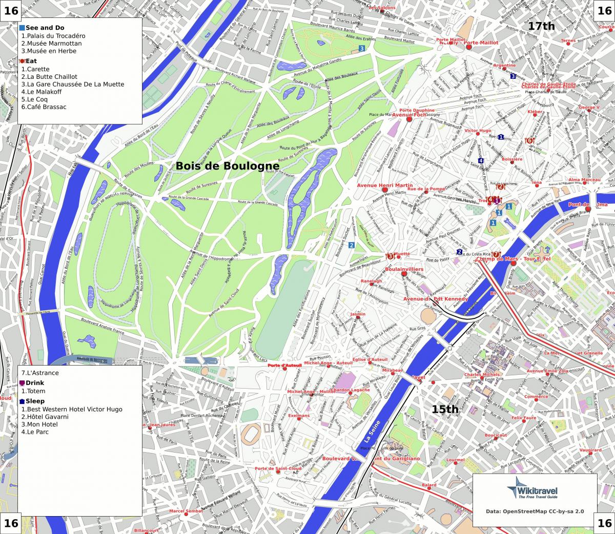 Mapa ng ika-16 na arrondissement ng Paris