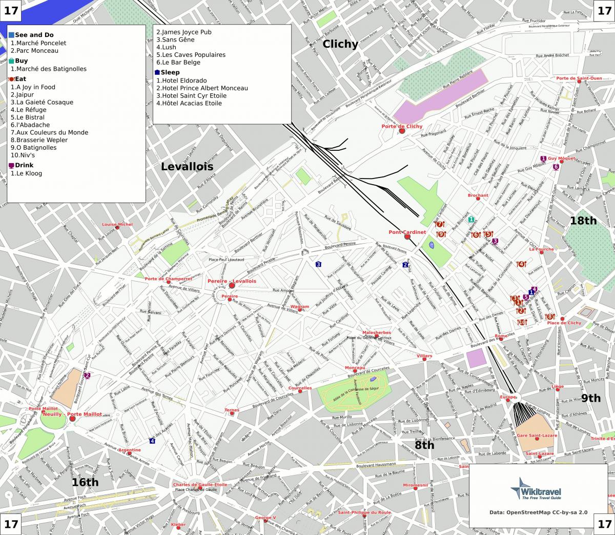 Mapa ng ika-17 arrondissement ng Paris