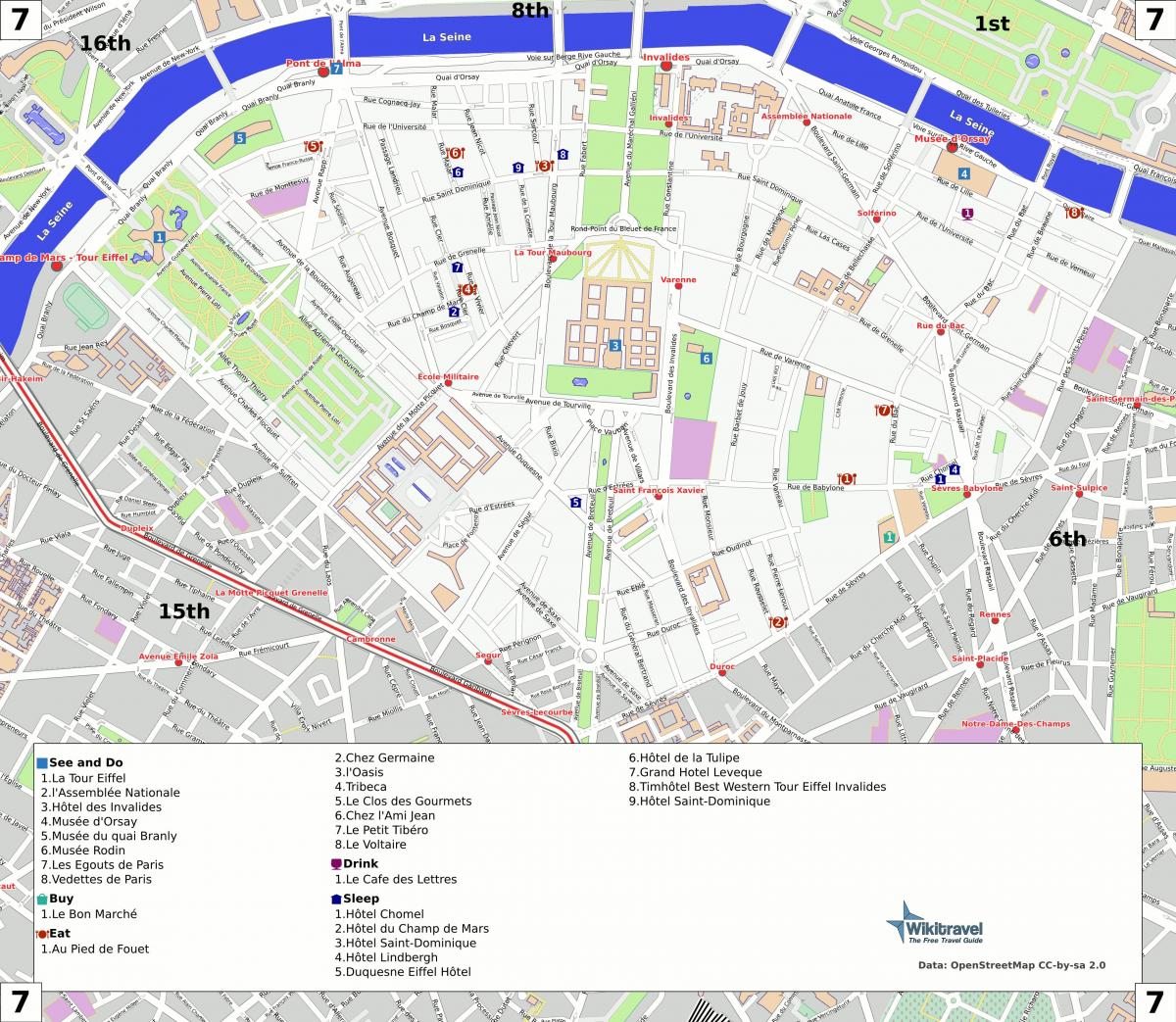 Mapa ng ika-7 arrondissement ng Paris