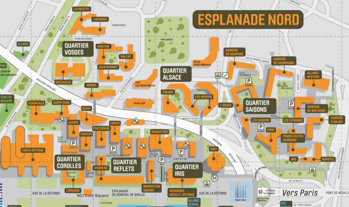 Mapa ng La Défense North Esplanade