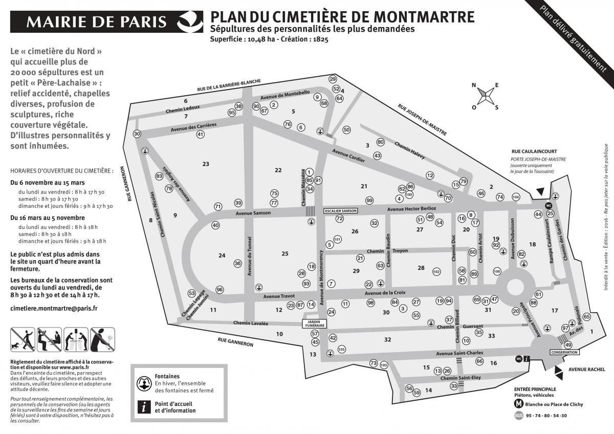 Mapa ng Montmartre Sementeryo