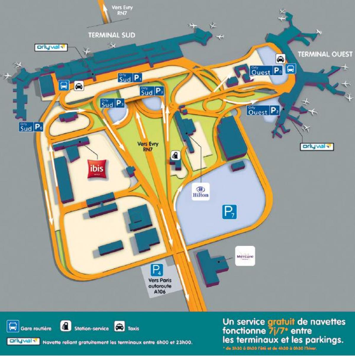 Mapa ng Orly airport