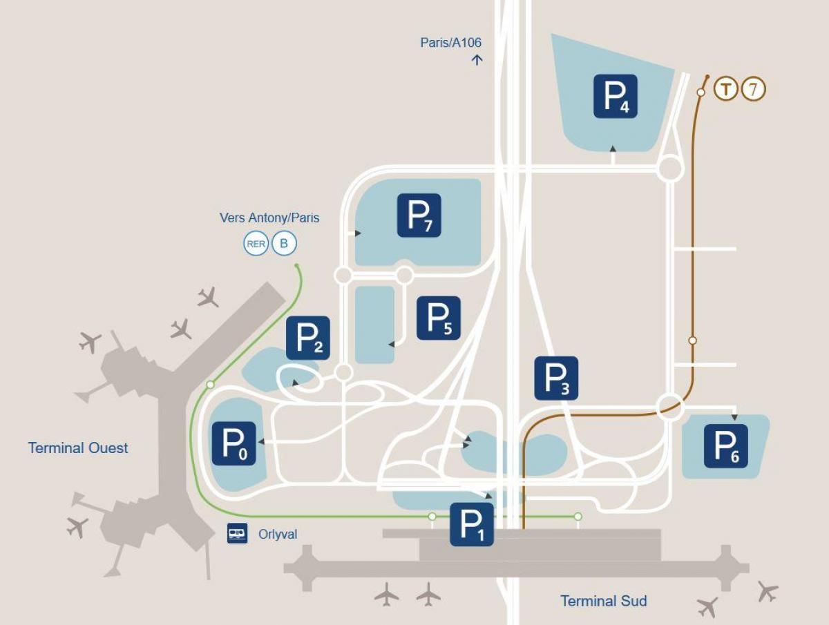 Mapa ng Orly airport parking