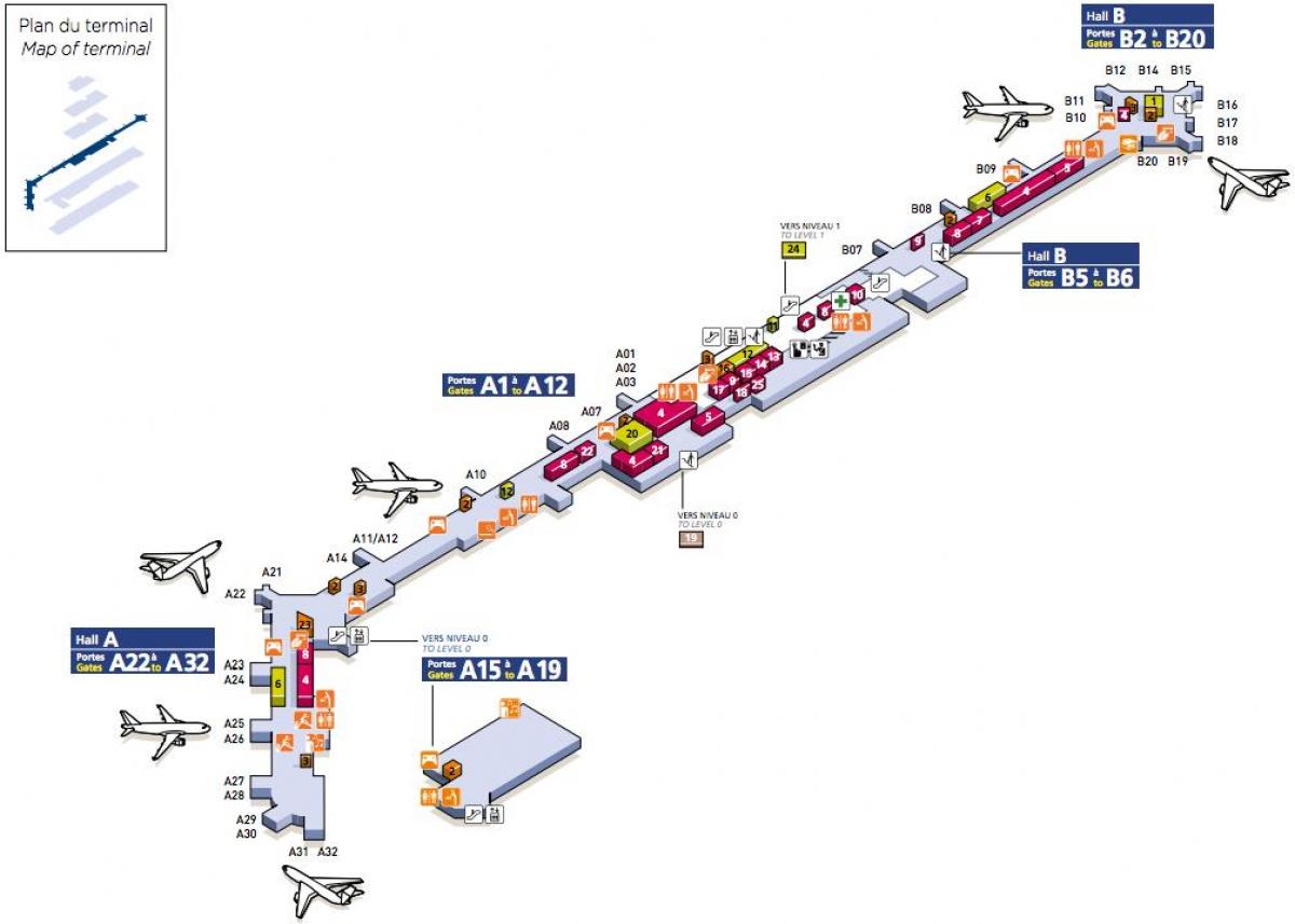 Mapa ng Timog Orly airport