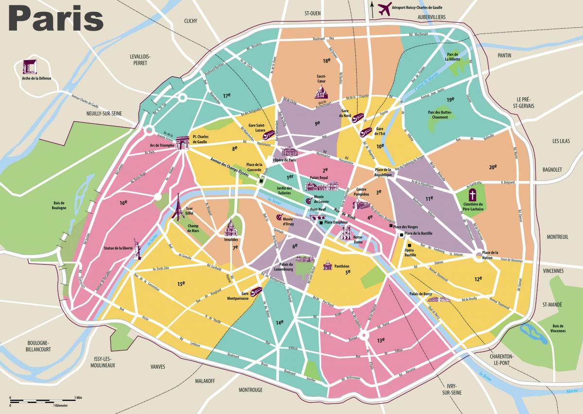 Mapa ng Paris atraksyon