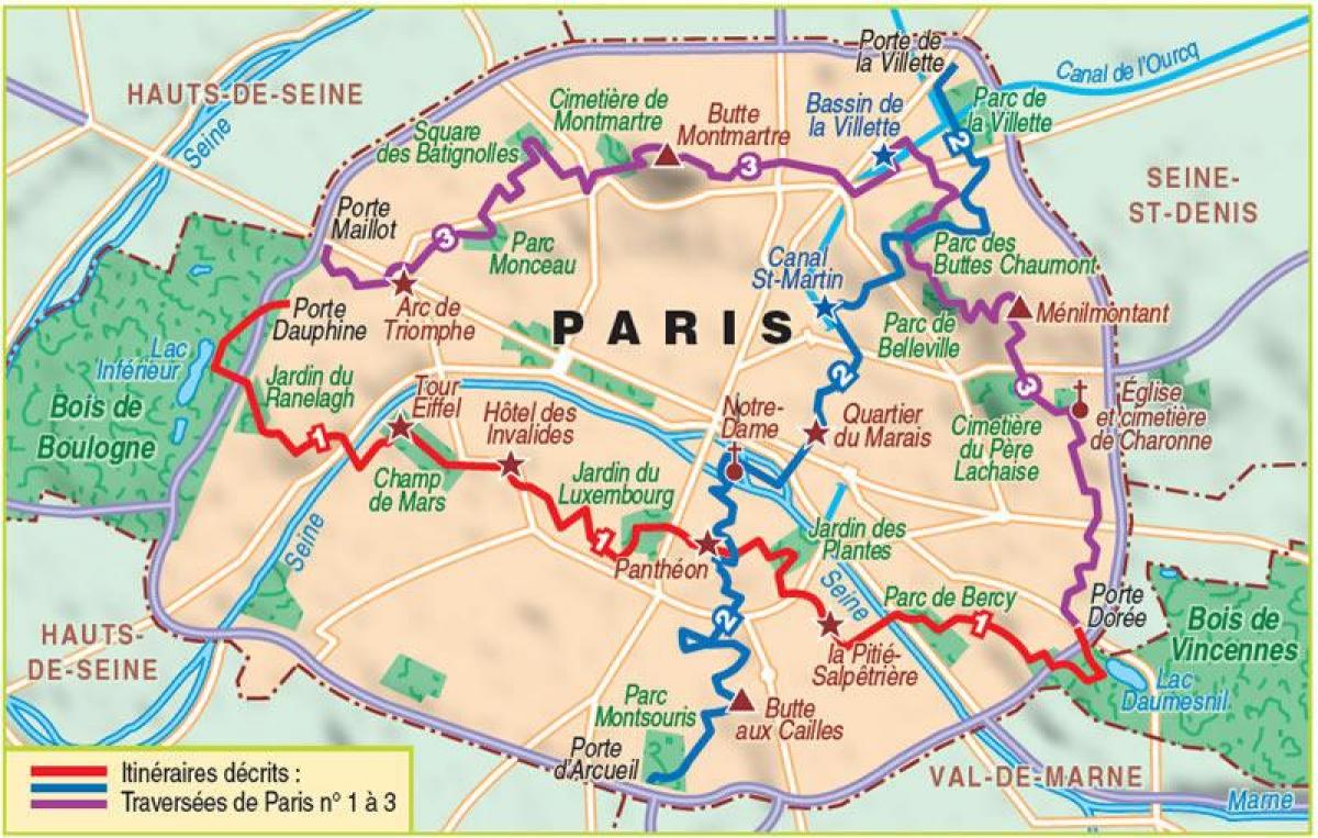 Mapa ng Paris hiking