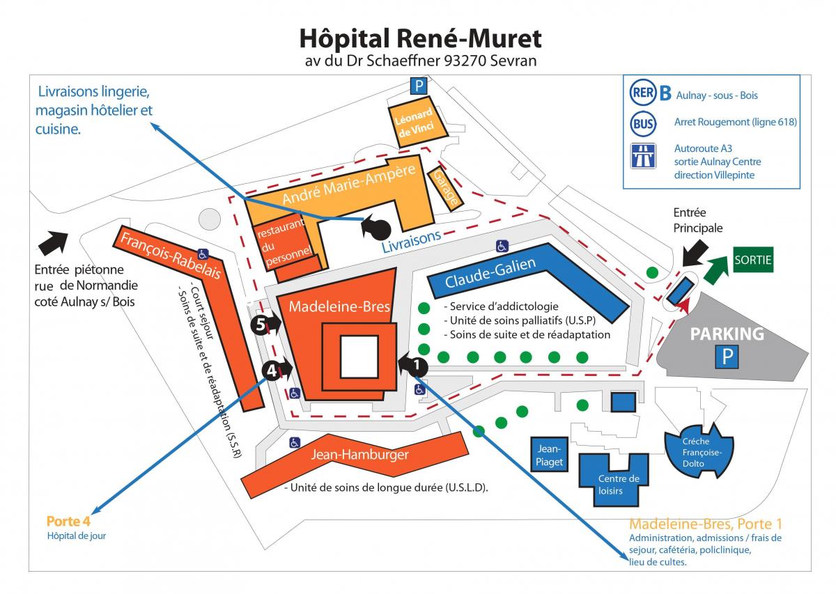 Mapa ng René-Muret ospital
