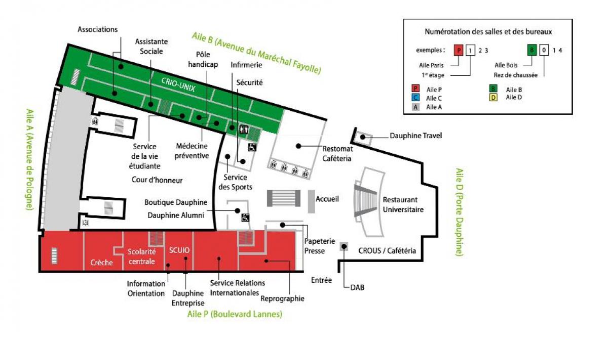 Mapa ng Univesity Dauphine - ground floor