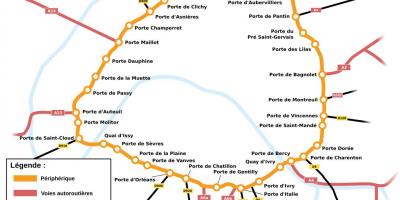 Mapa ng Boulevard Périphérique